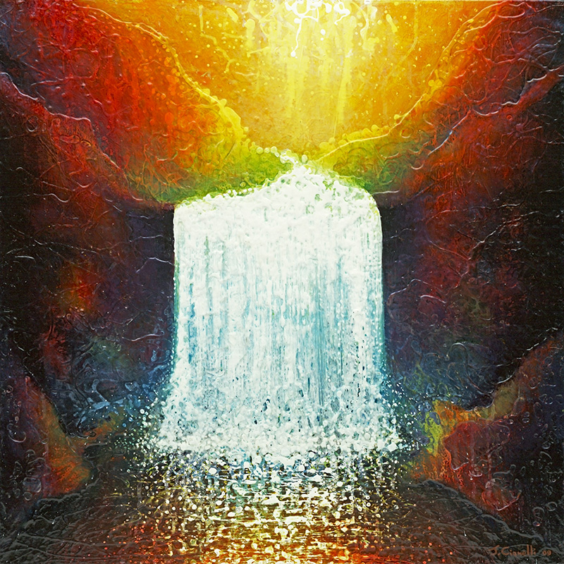 Waterfall Abstract Landscape Painting